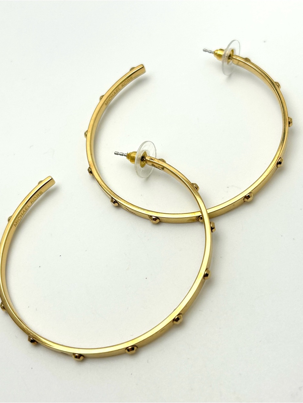 Michael Kors Large Gold Studded Hoop Earrings